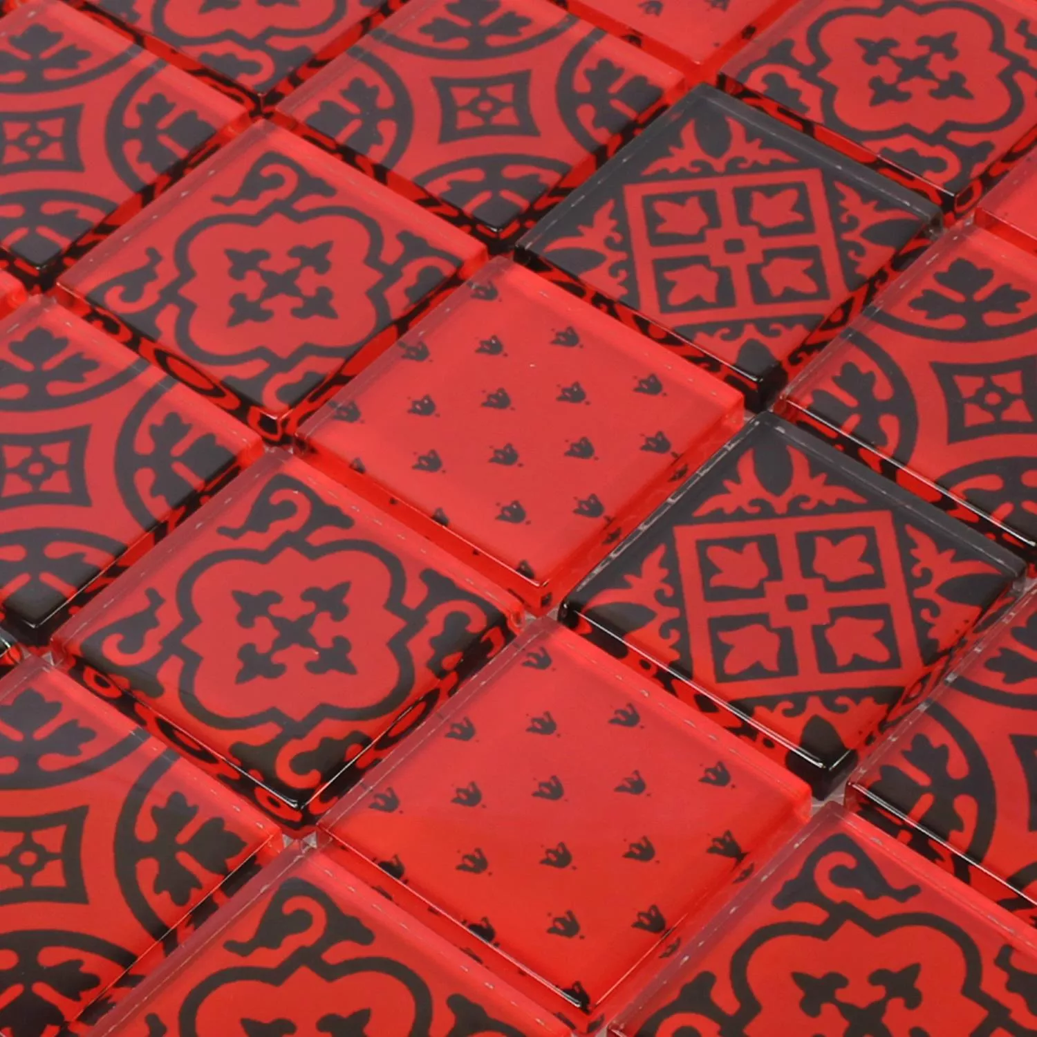 Mosaico Vetro Barock Ornamento Rosso