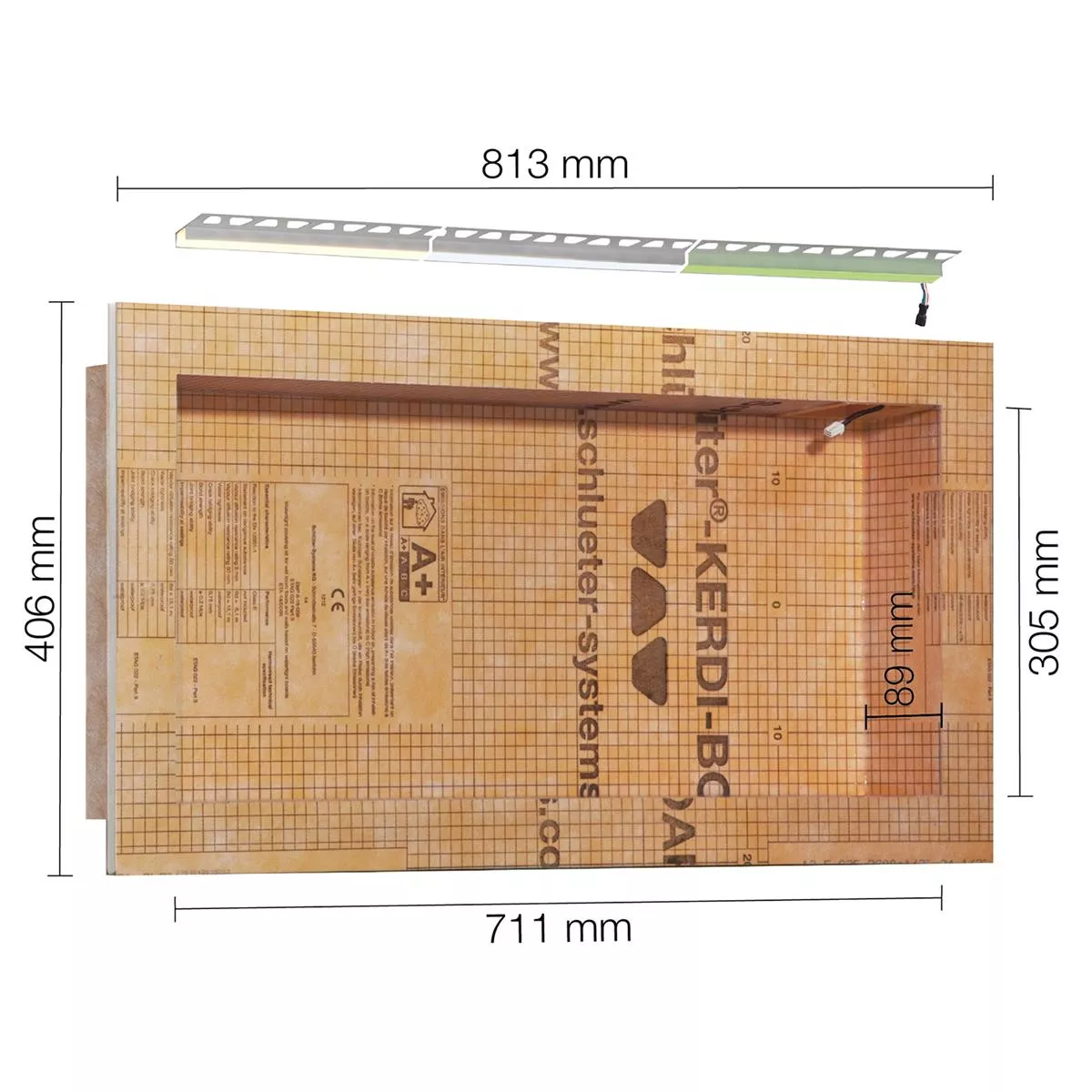 Schlüter Kerdi Board NLT set nicchia illuminazione LED RGB 71,1x30,5x8,9 cm Schlüter Kerdi Board NLT set nicchia illuminazione LED RGB 71,1x30,5x8,9 cm