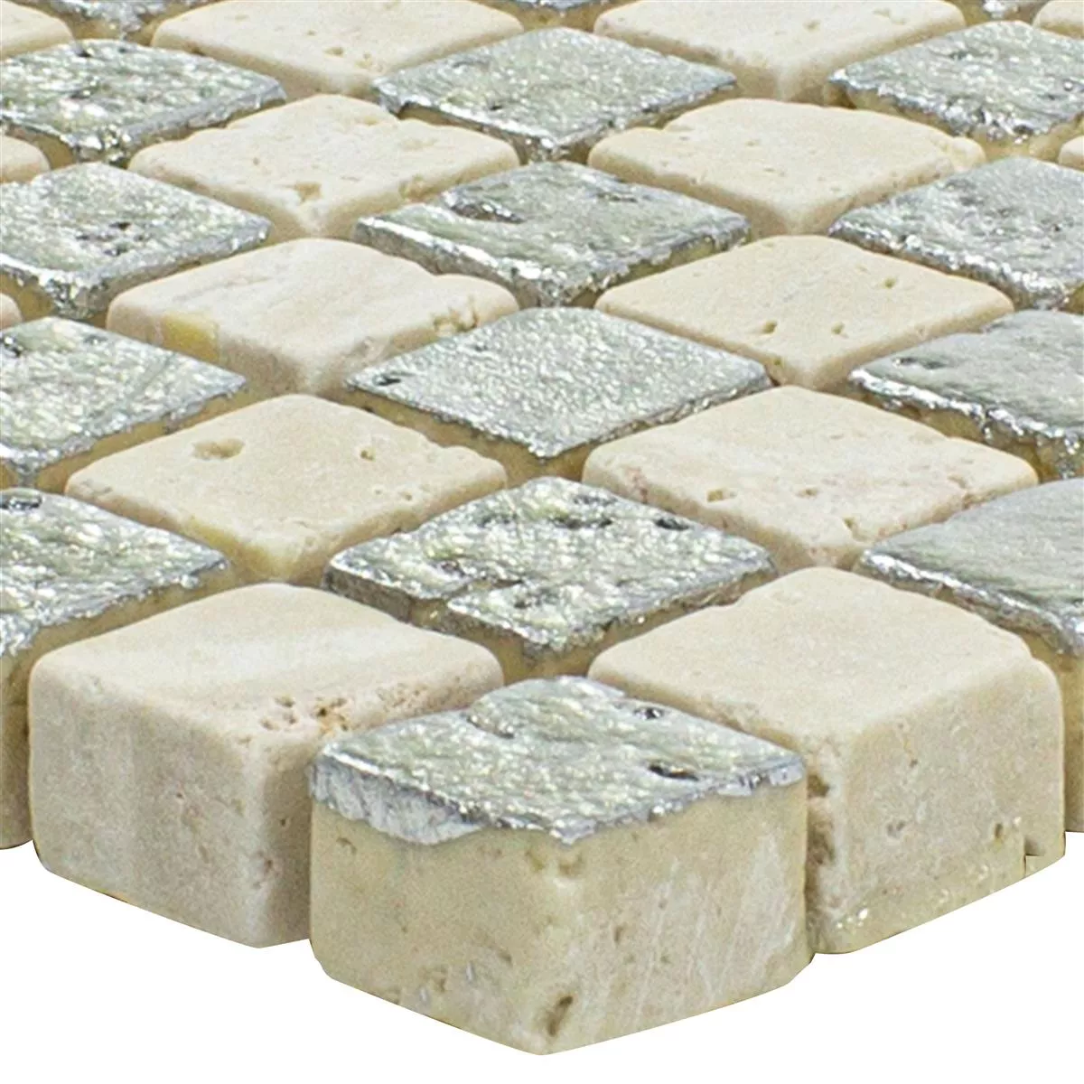Campione Marmo Mosaico In Pietra Naturale Piastrelle Antika Mix Argento Crema
