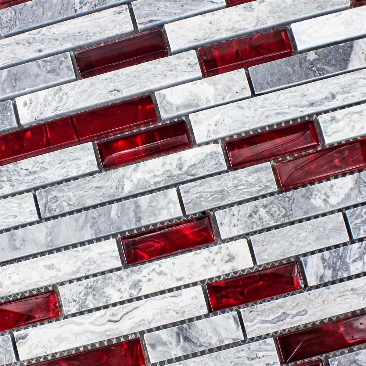 Mosaico Vetro Pietra Piastrelle Sinop Grigio Rosso Brick