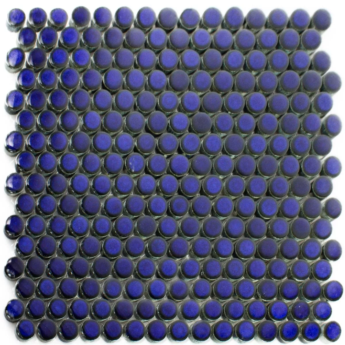 Ceramica Mosaico Piastrelle Joplin Bottone Rotonda Blu