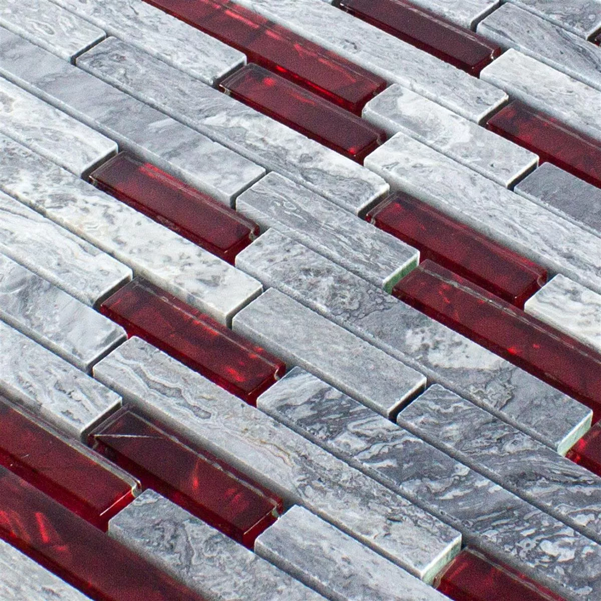 Campione Mosaico Vetro Pietra Piastrelle Sinop Grigio Rosso Brick