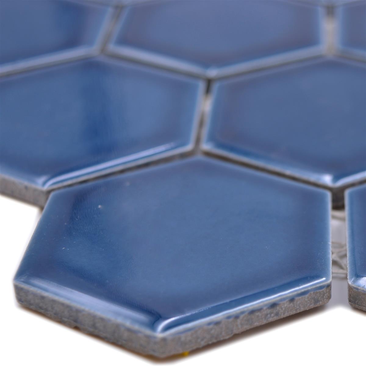 Campione da Ceramica Mosaico Salomon Esagono Blu Verde H51