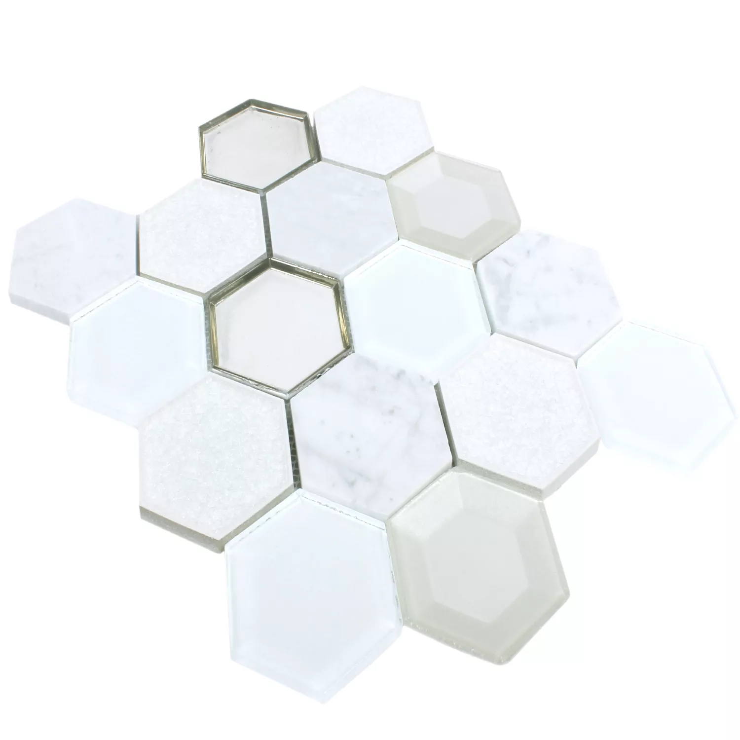 Campione Mosaico Concrete Vetro Pietra Naturale 3D Bianco