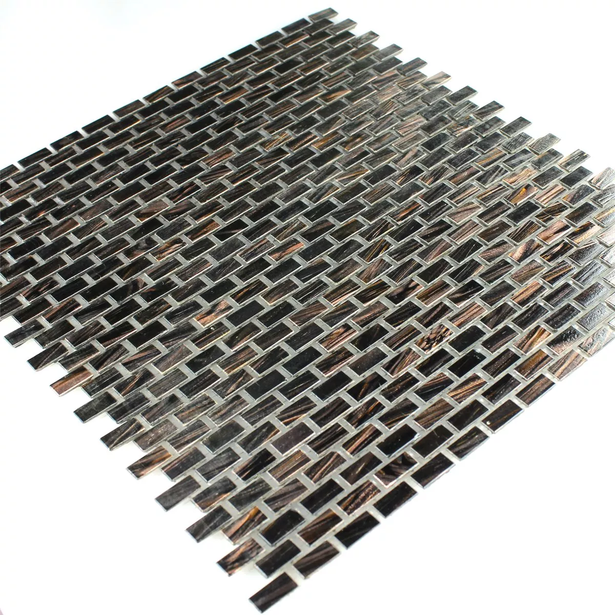 Mosaico Vetro Orostar Marrone Mini Brick