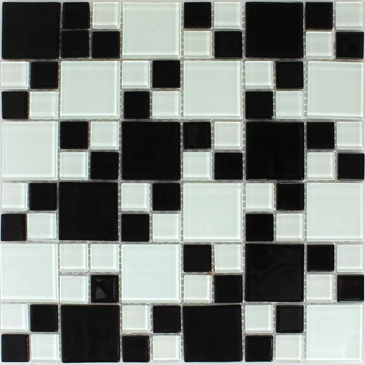 Mosaico Vetro Piastrella Nero Bianco Mix