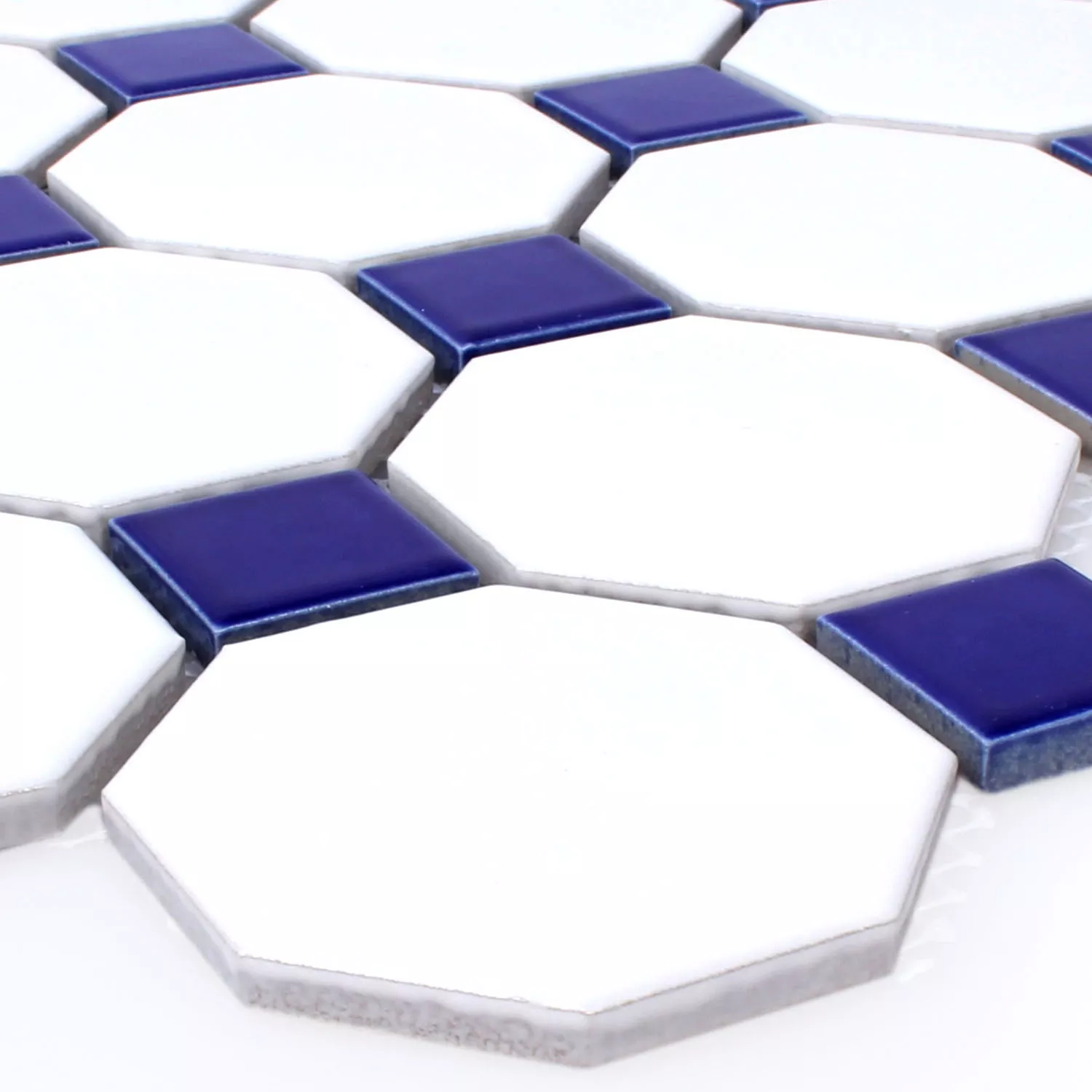 Campione Mosaico Ceramica Octagon Belami Bianco Blu