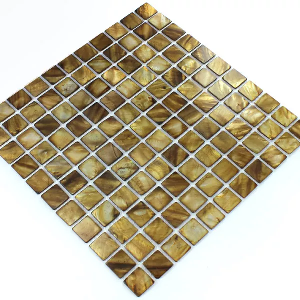 Mosaico Vetro Madreperla Effetto 25x25x2mm Marrone