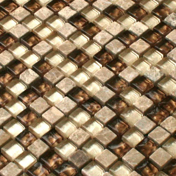 Campione Mosaico Vetro Marmo Pietra Naturale Beige Oro