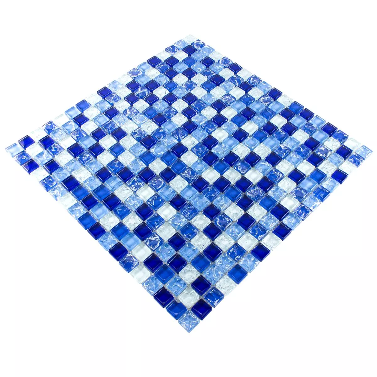 Campione Mosaico Di Vetro Piastrelle Overland Blu Bianco
