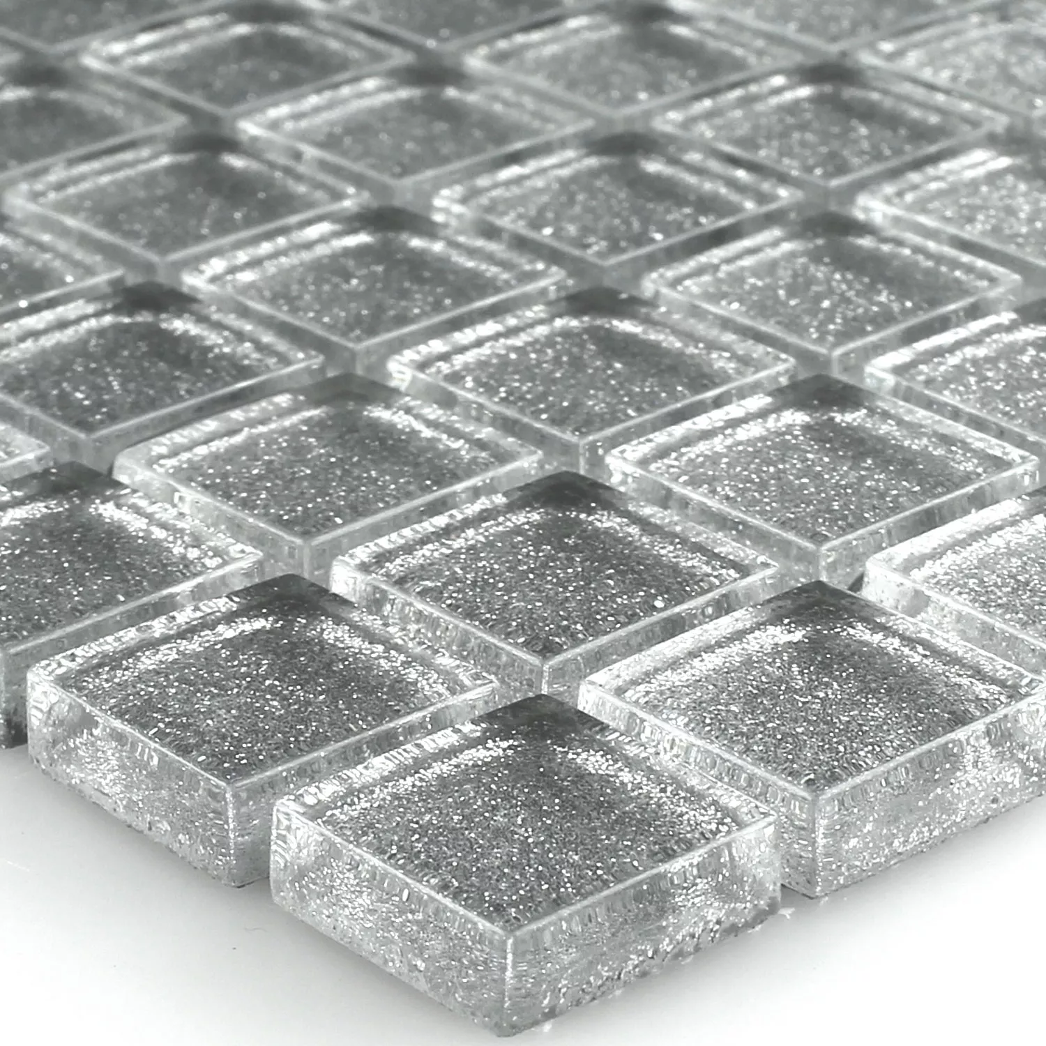 Mosaico Vetro Argento Luccichio 23x23x8mm