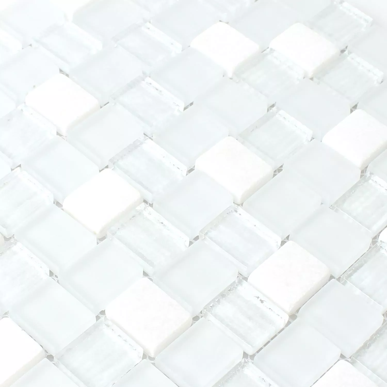 Mosaico Vetro Pietra Naturale Bianco