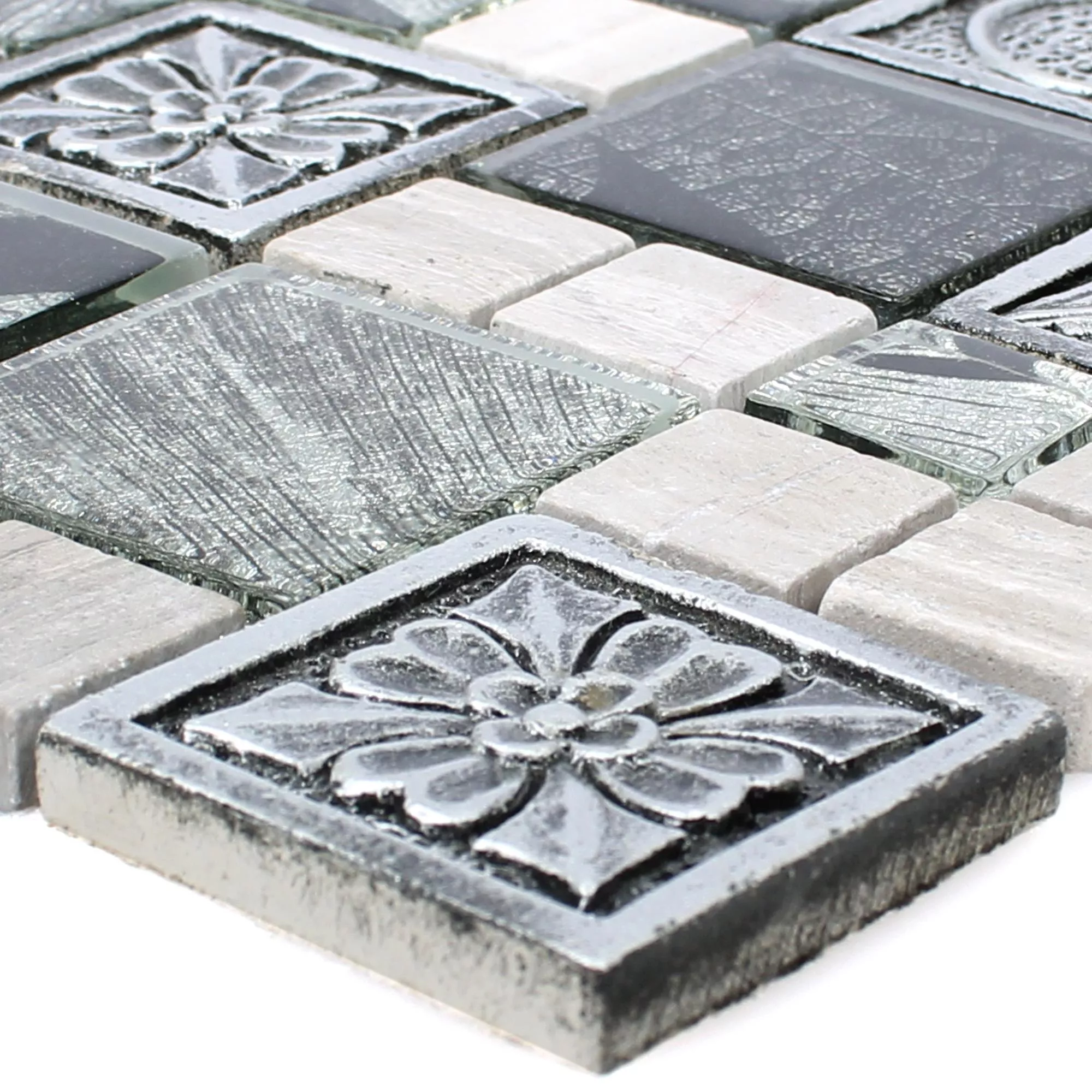Mosaico Levanzo Vetro Resina Ornamento Mix Argento Mosaico Levanzo Vetro Resina Ornamento Mix Argento