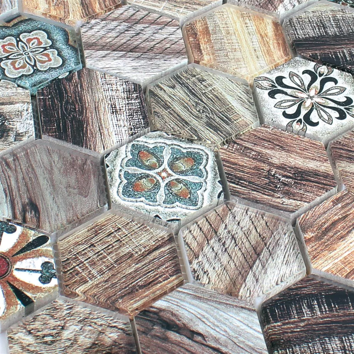 Campione Vetro Mosaico In Pietra Naturale Eritrea Legno Ottica Marrone Grigio