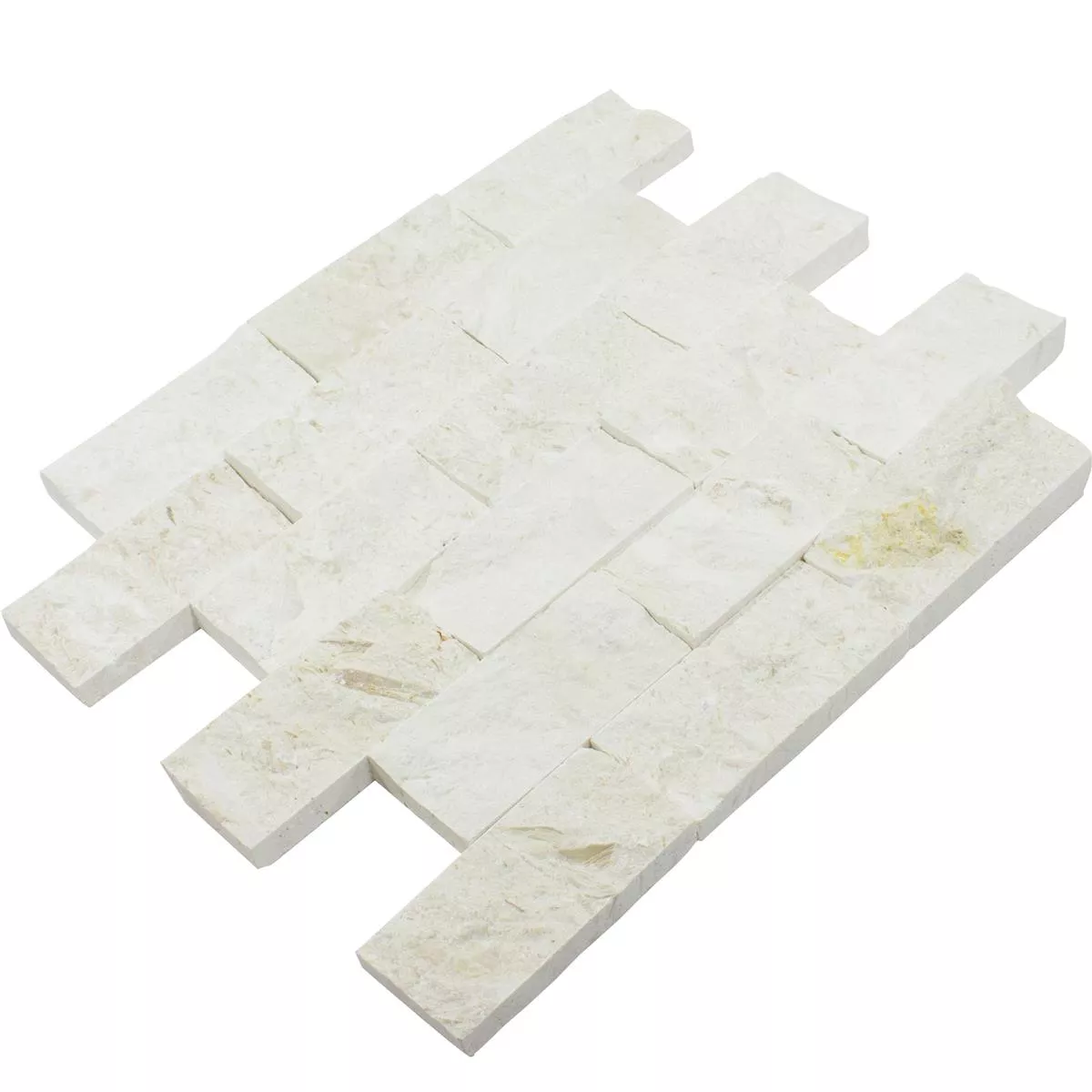 Mosaico Pietra Naturale Kansas Splitface 3D Bianco