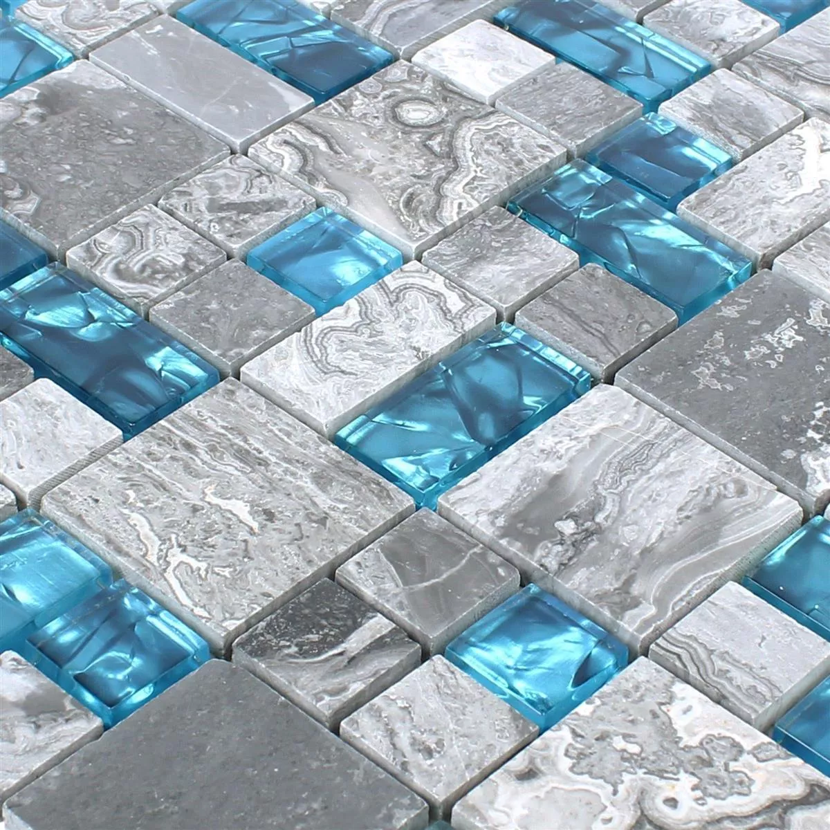 Mosaico in vetro con mix di pietre lucide Piastrelle per