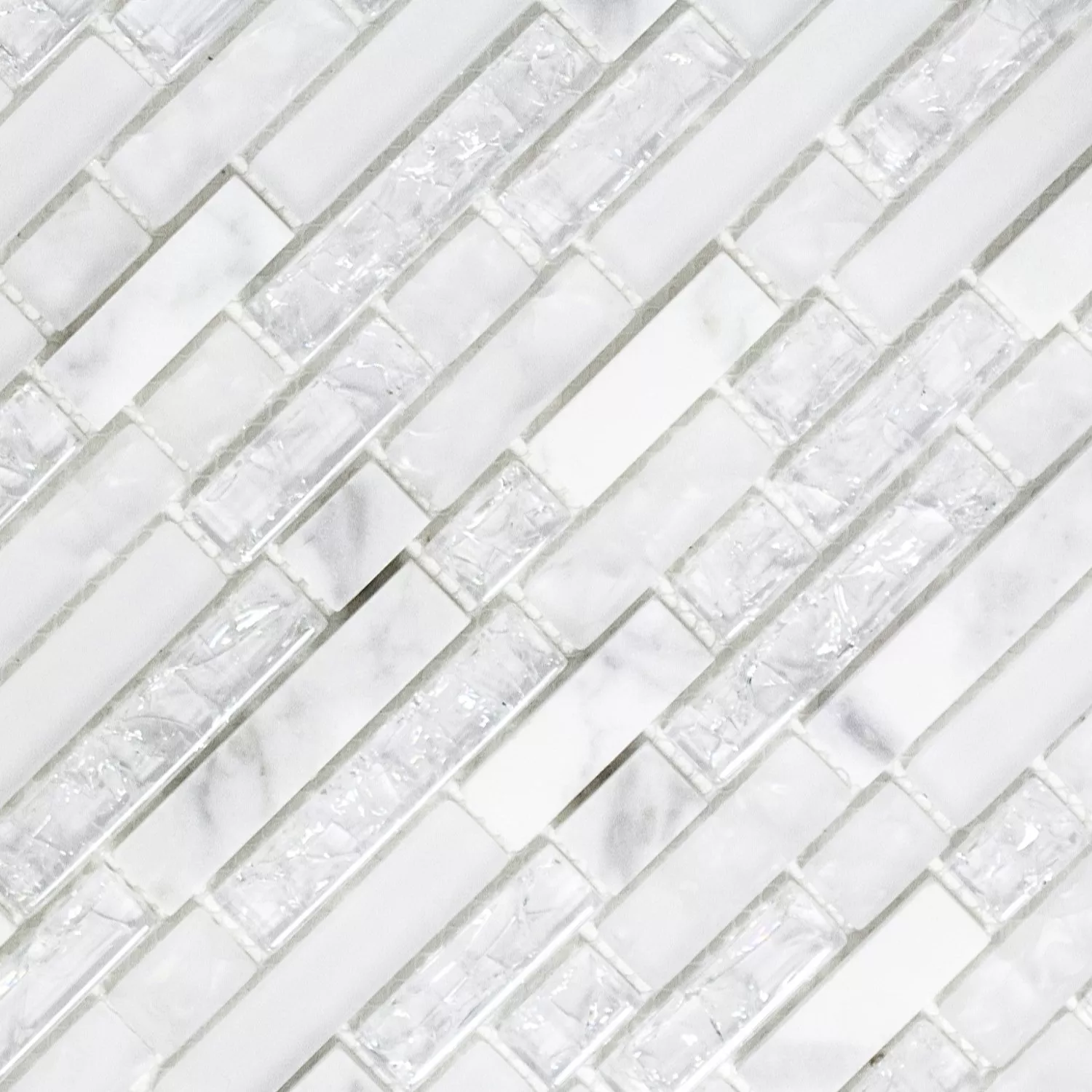Campione Mosaico Vetro Pietra Naturale Vetro Rotto Bianco