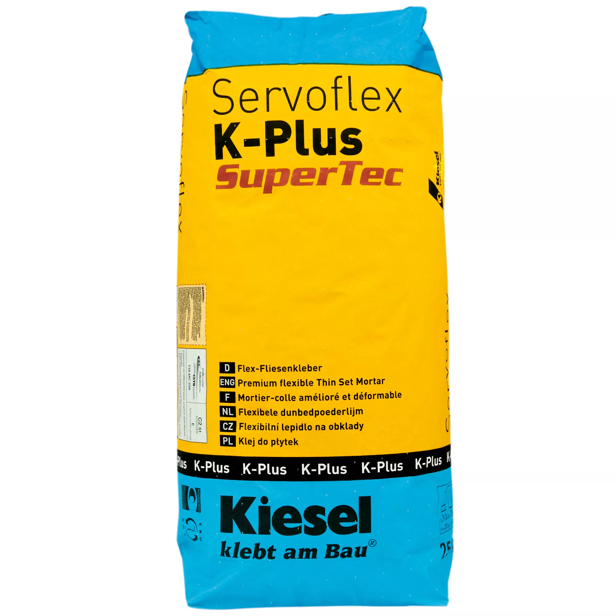 Adesivo per piastrelle Kiesel Servoflex K-Plus - piastrelle e lastre in ceramica, malta per piastrelle in gres fine (20KG)