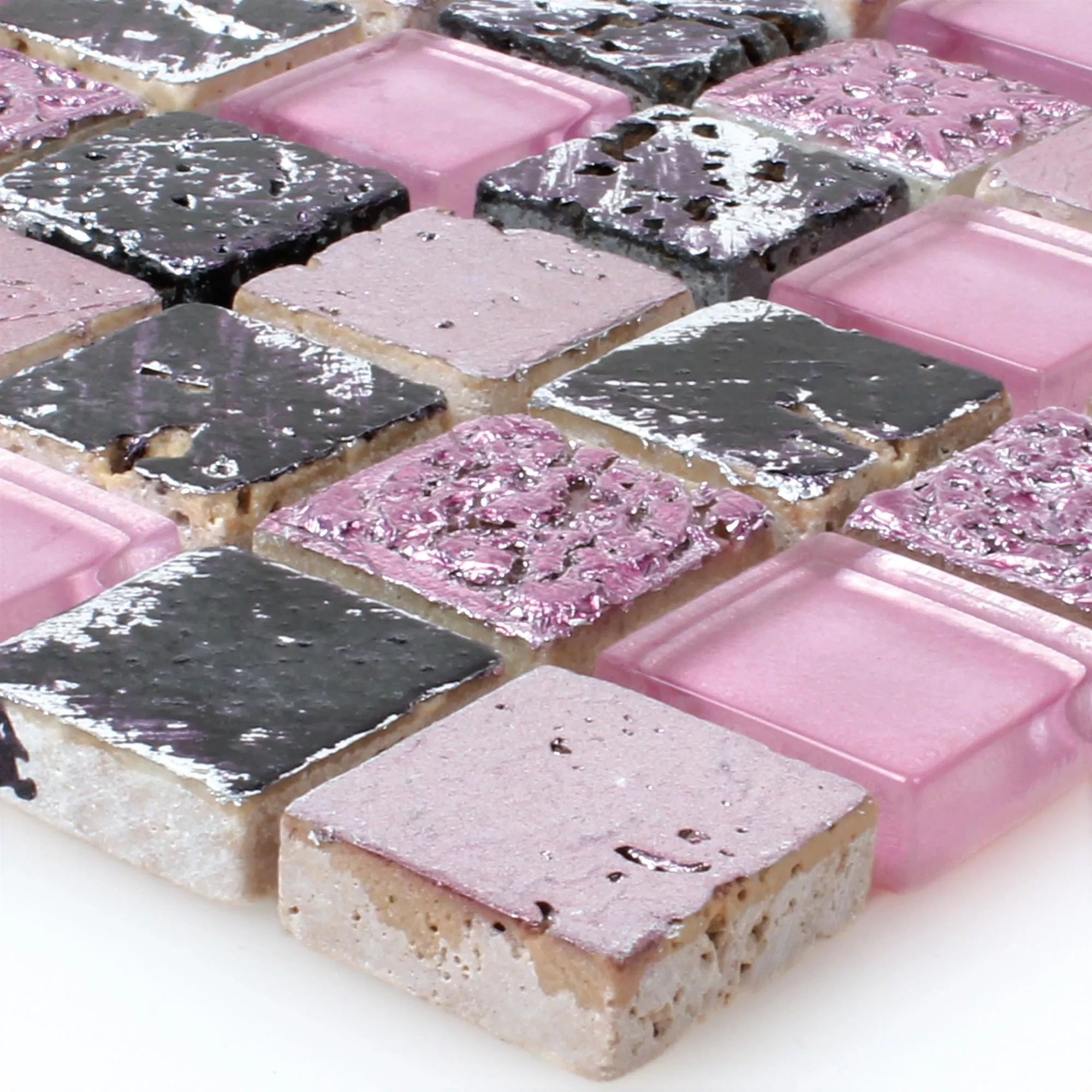 Mosaico Vetro Resin Pietra Naturale Pink Mix Mosaico Vetro Resin Pietra Naturale Pink Mix