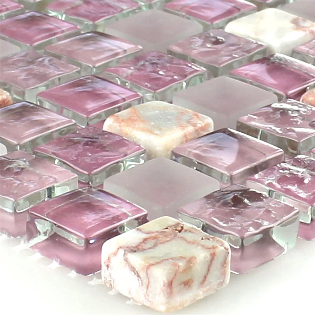 Campione Mosaico Vetro Marmo Rosa Mix 