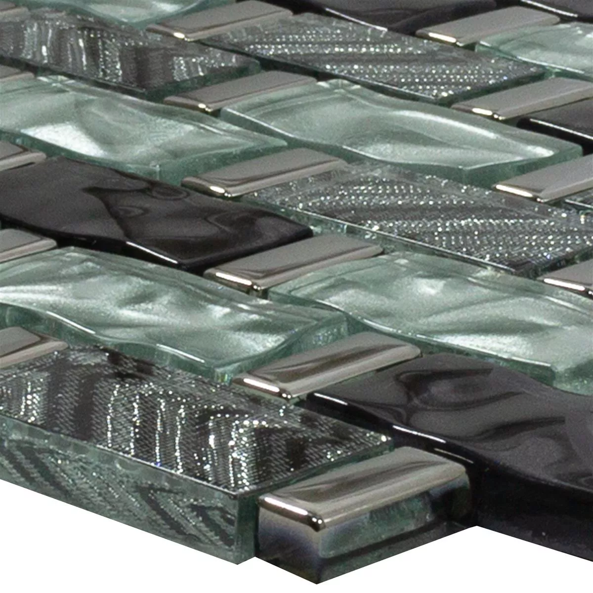 Mosaico Di Vetro Piastrelle Vancouver Ondulato Grigio Blu Mix Mosaico Di Vetro Piastrelle Vancouver Ondulato Grigio Blu Mix