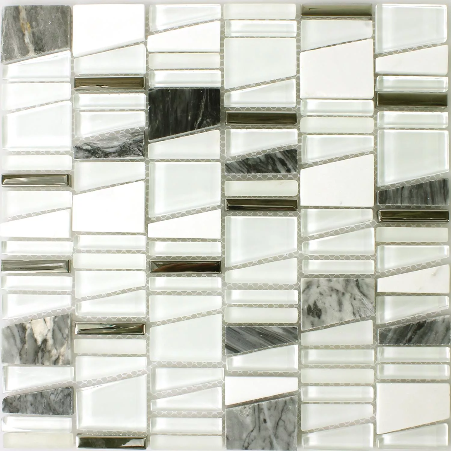 Mosaico Vetro Resin Pietra Naturale Bianco Effetto