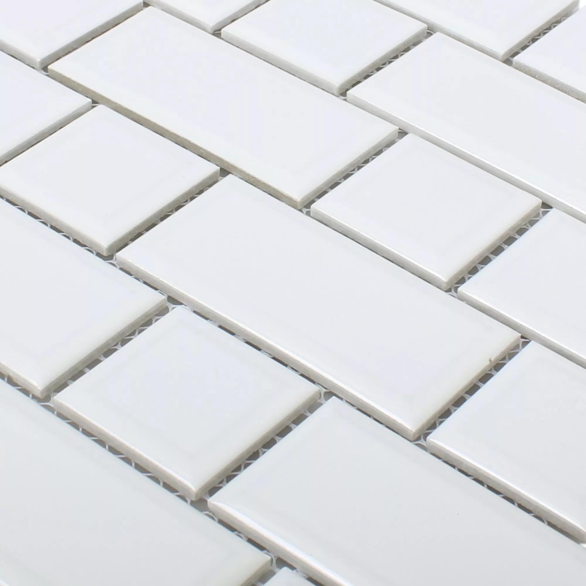 Campione Ceramica Mosaico Bengal Metro Facette Bianco
