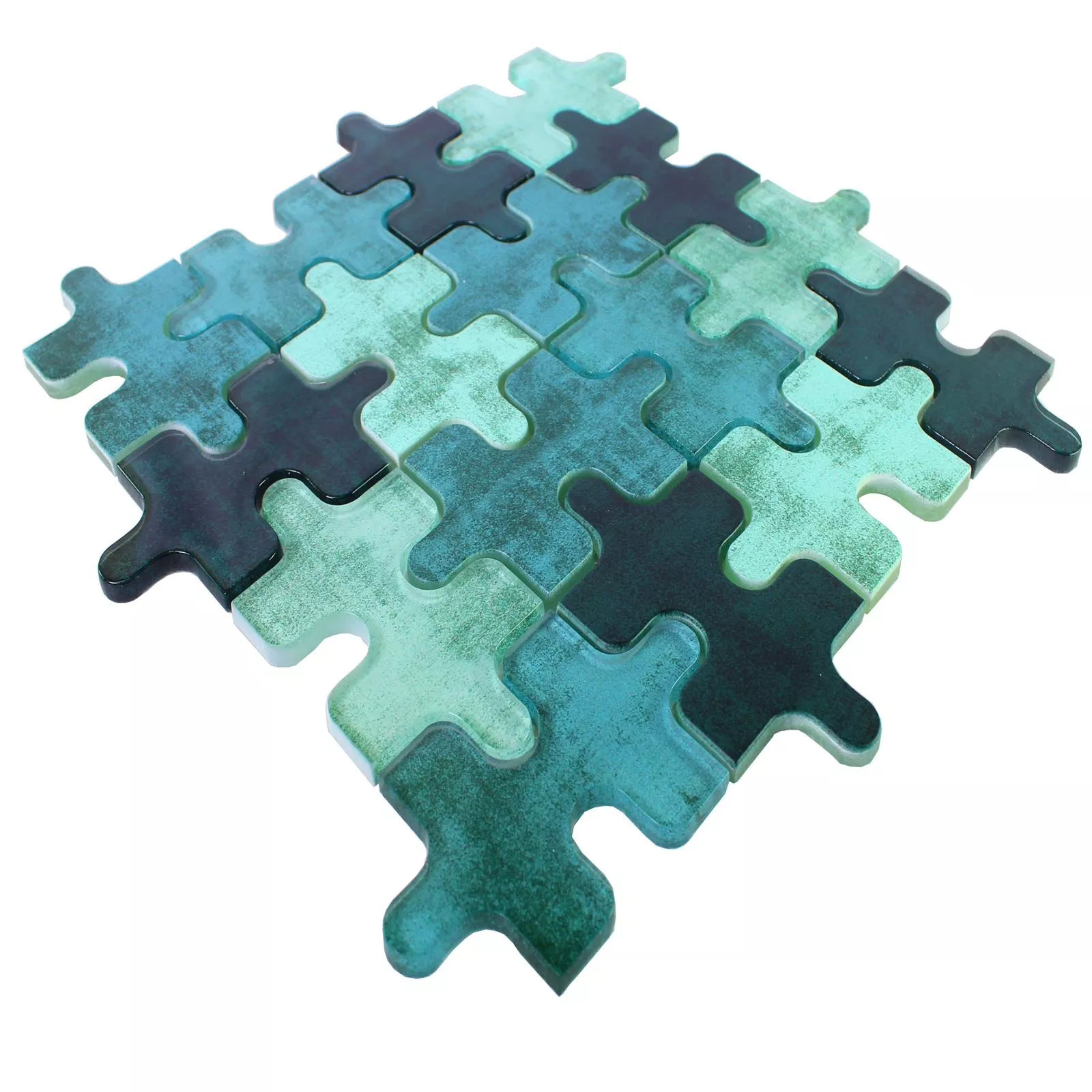 Campione Mosaico Di Vetro Piastrelle Puzzle Verde