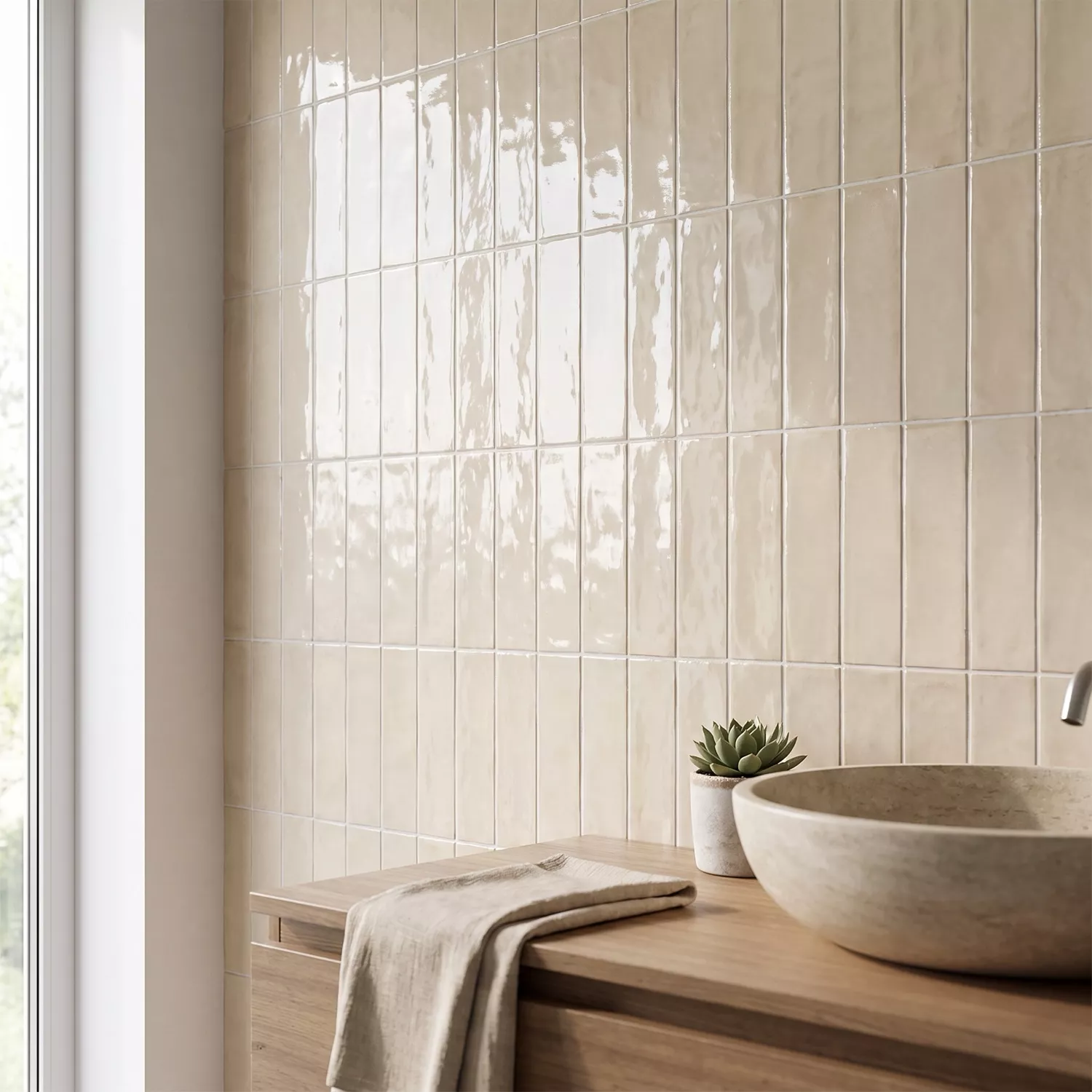 Celaya Beige Lucida Rustico 7,5x15 cm Latte