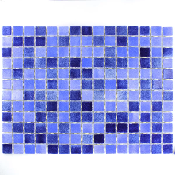 Vetro Piscina Mosaico 25x25x4mm Blu Mix