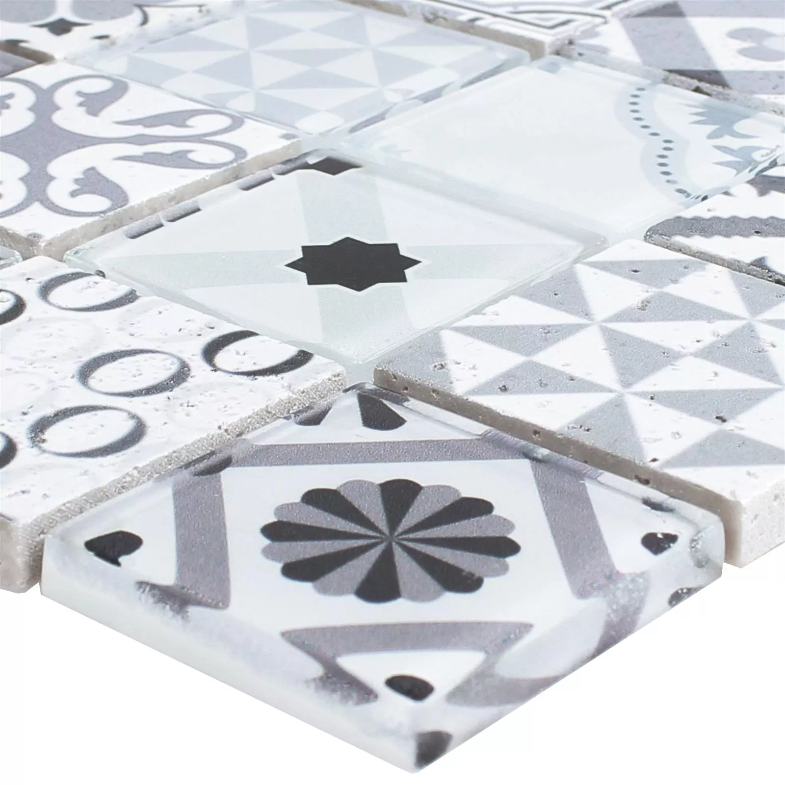 Vetro Pietra Naturale Mosaico Vintage Anopolis Bianco Grigio Vetro Pietra Naturale Mosaico Vintage Anopolis Bianco Grigio