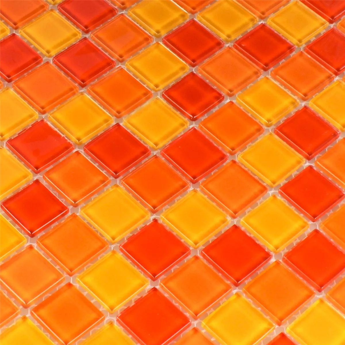 Mosaico Vetro Rosso Arancione Giallo 25x25x4mm