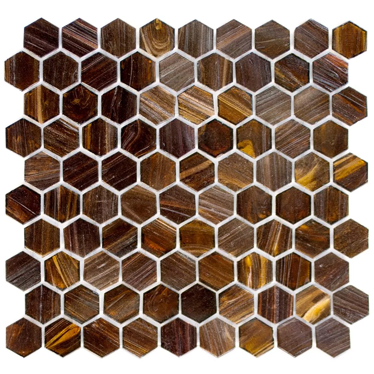 Mosaico Di Vetro Piastrelle Trend-Vi Esagono 270 Marrone Scuro