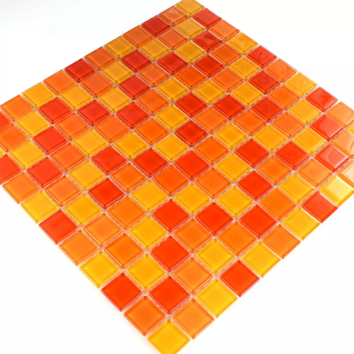 Mosaico Vetro Rosso Arancione Giallo 25x25x4mm