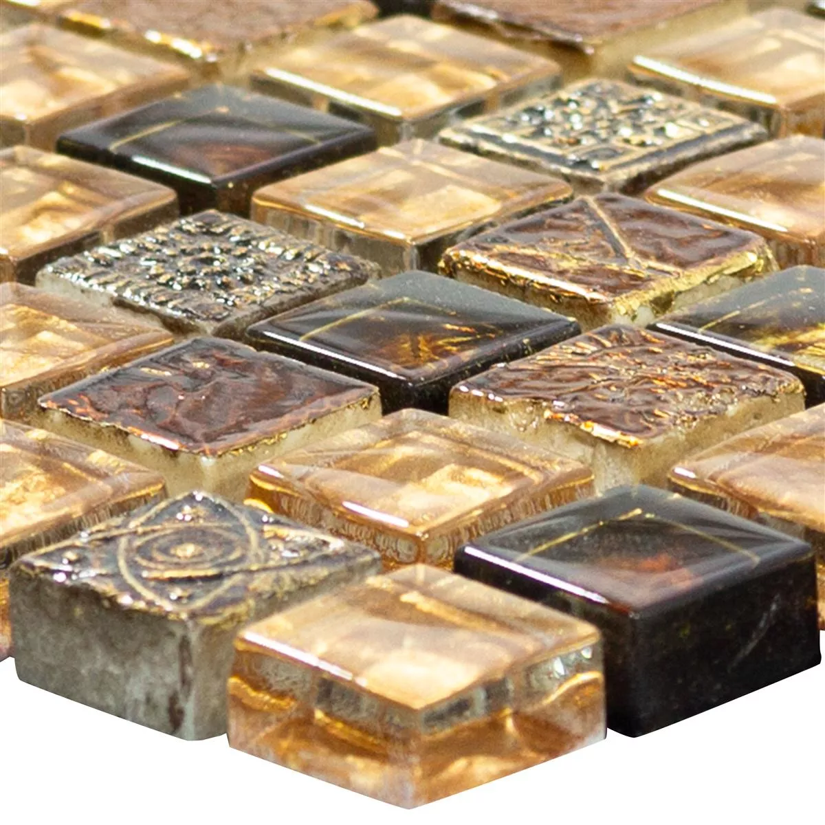 Vetro Marmo Mosaico Majestic Marrone Oro