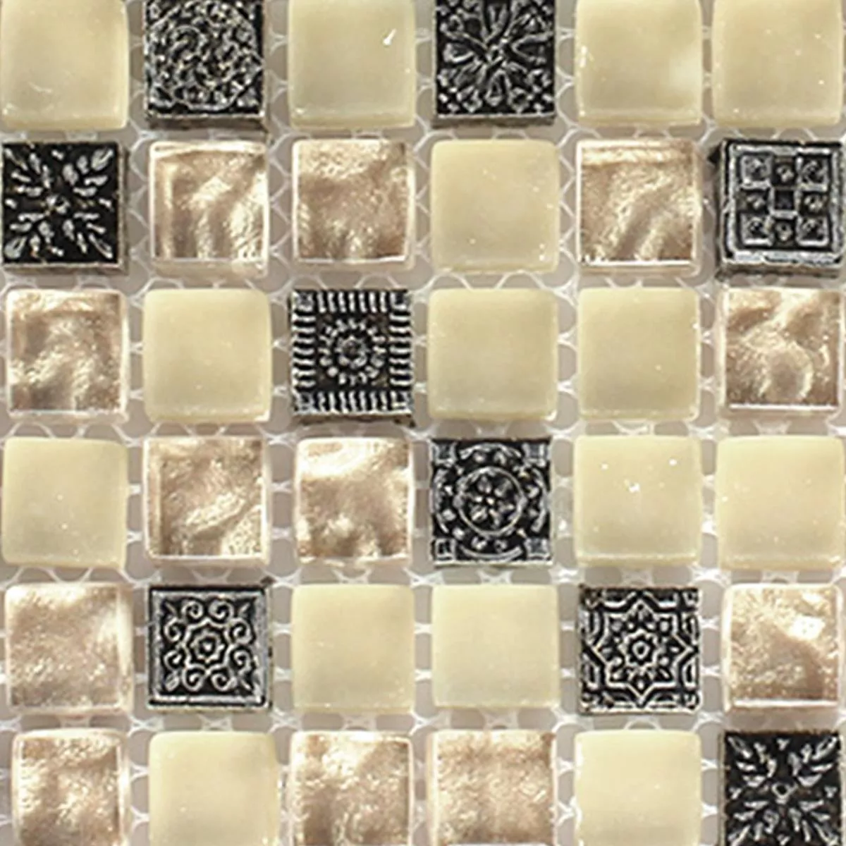 Campione Mosaico Vetro Pietra Naturale Ornamento Beige Mix