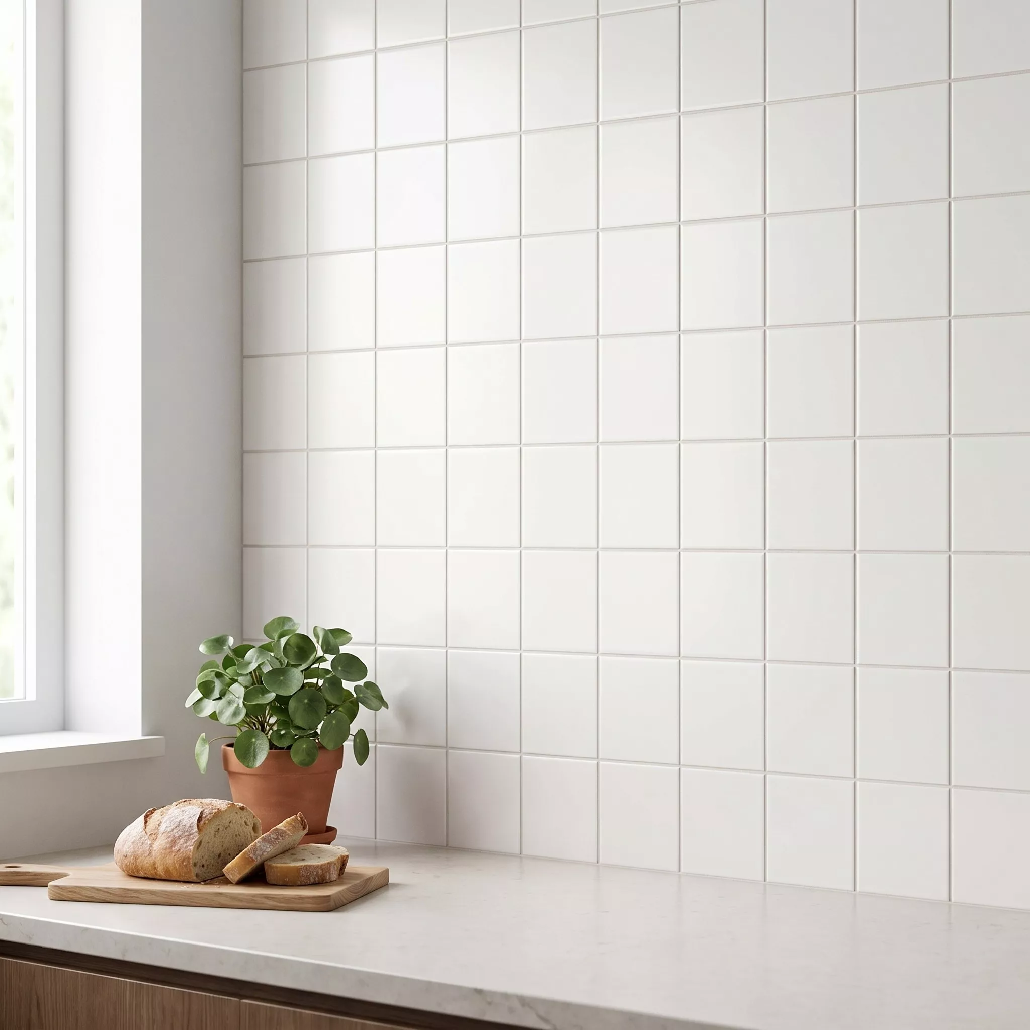 Piastrella metropolitana Bianco Opaco 10x10 cm Senza Sfaccettatura Freyburg Blanco