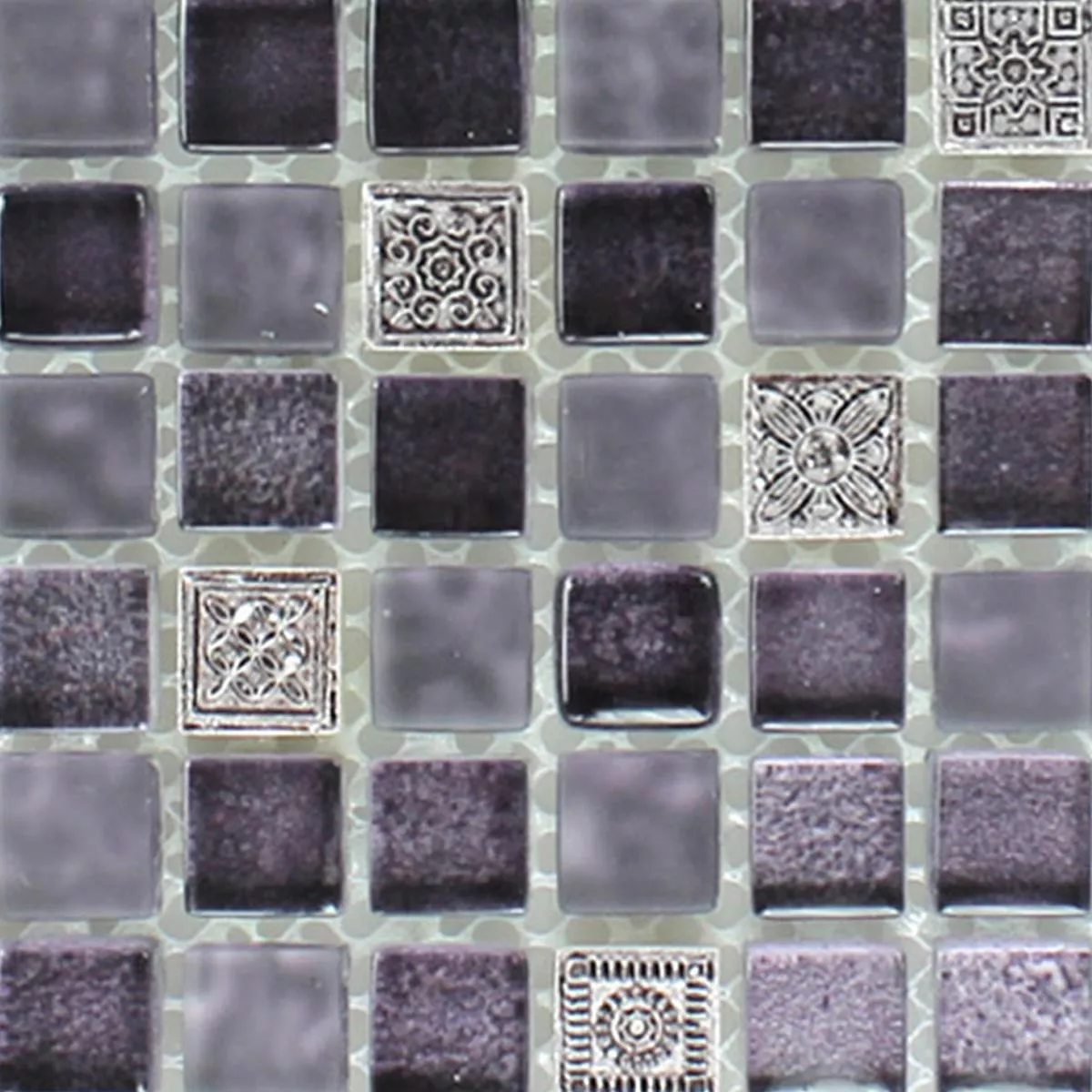 Campione Mosaico Vetro Pietra Naturale Ornamento Porpora Mix