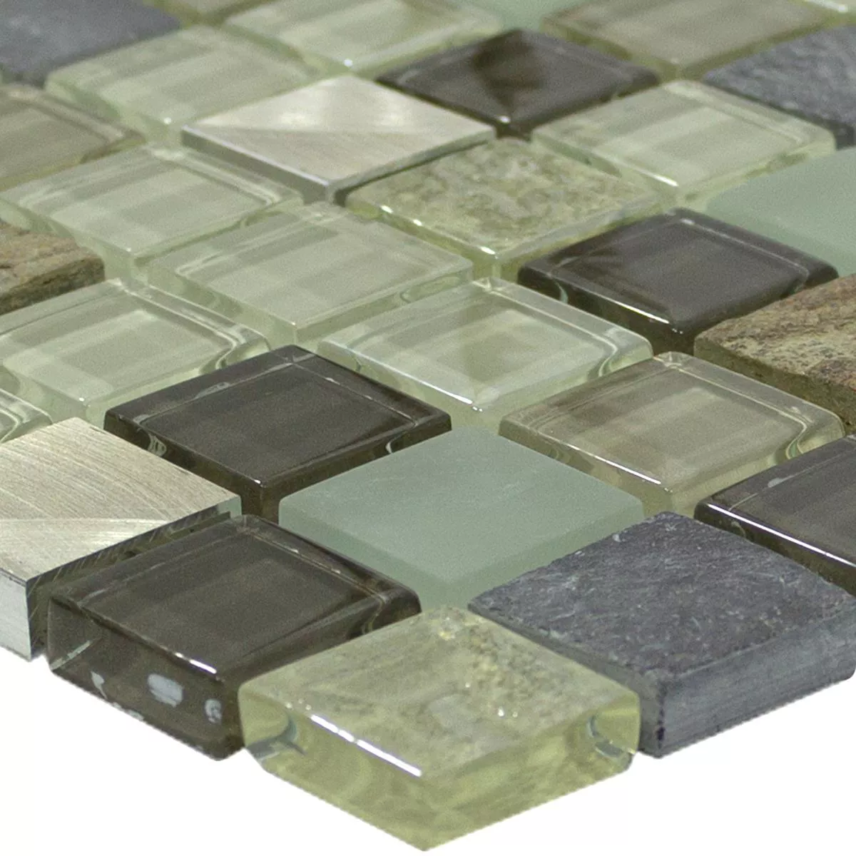 Vetro Pietra Naturale Alluminio Mosaico Konoha Beige Marrone
