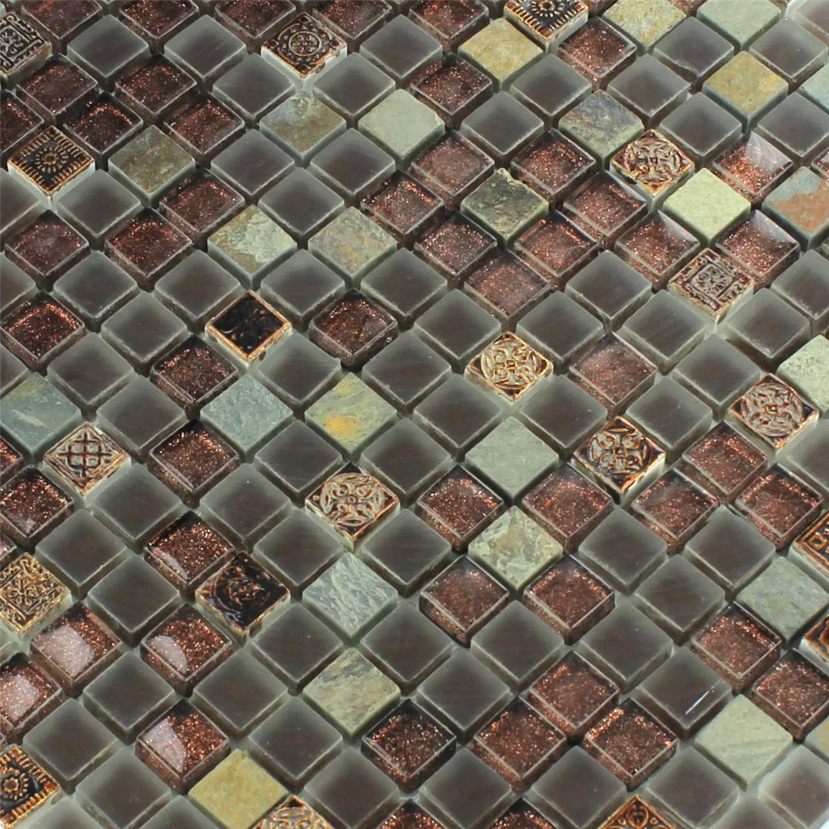 Campione Vetro Calcare Quarzite Mosaico Piastrella Luccichio