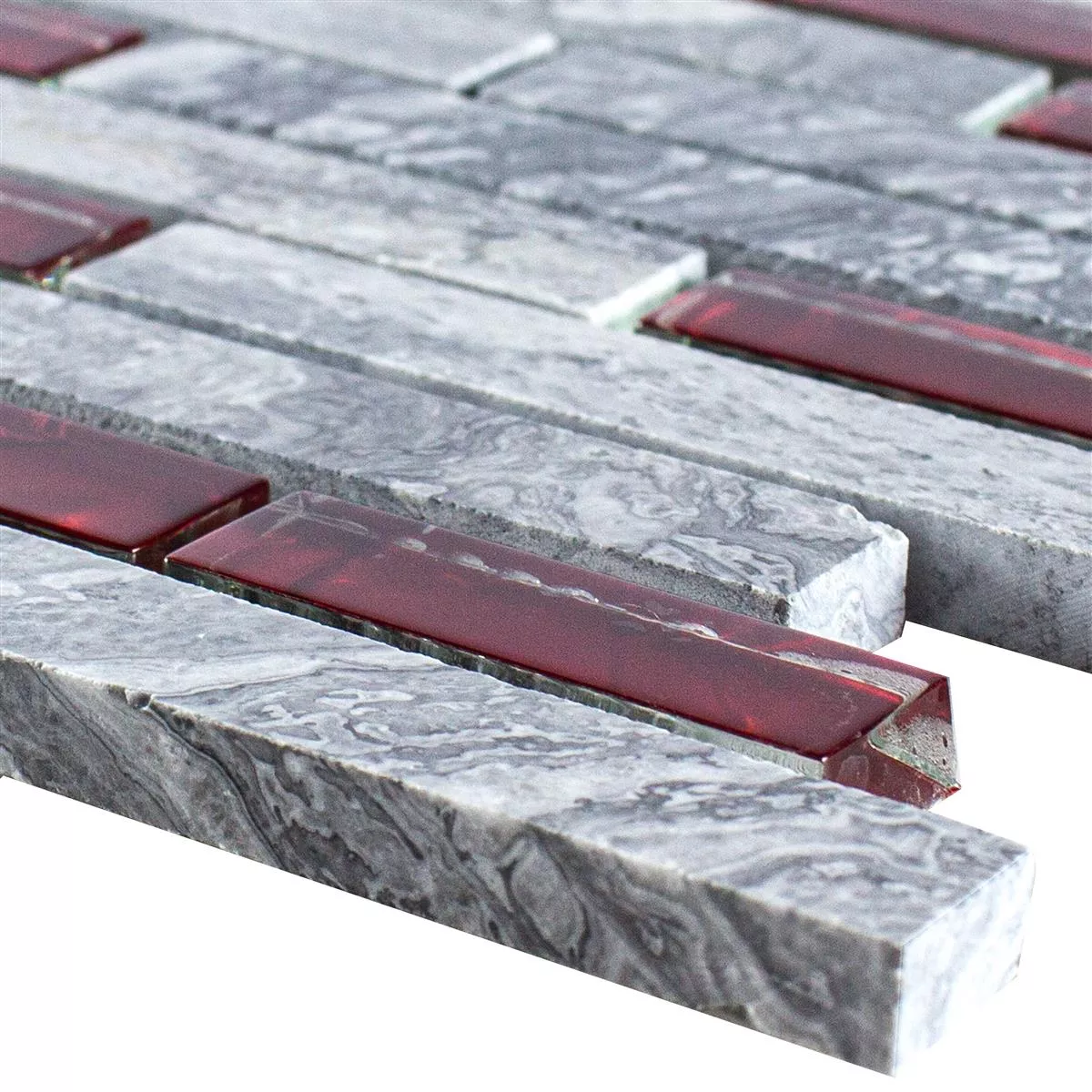 Mosaico Vetro Pietra Piastrelle Sinop Grigio Rosso Brick