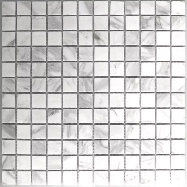 Mosaico Marmo 23x23x8mm Bianco Lucidato
