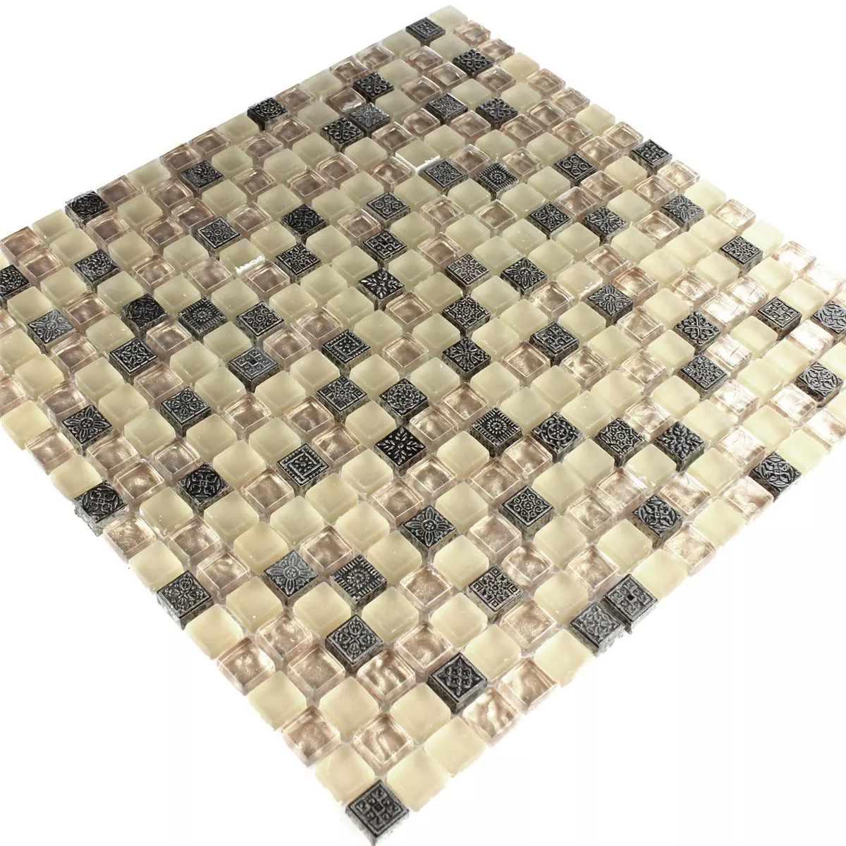 Mosaico Vetro Pietra Naturale Ornamento Beige Mix