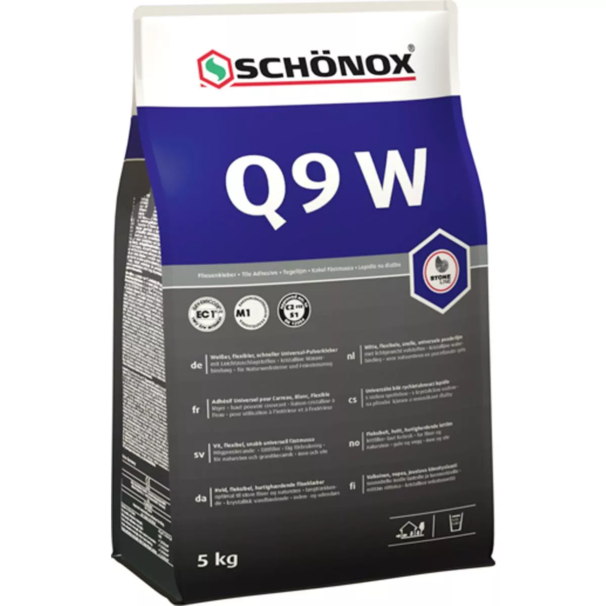 Adesivo per piastrelle Schönox Q9 W Bianco Adesivo in polvere universale flessibile 5 KG