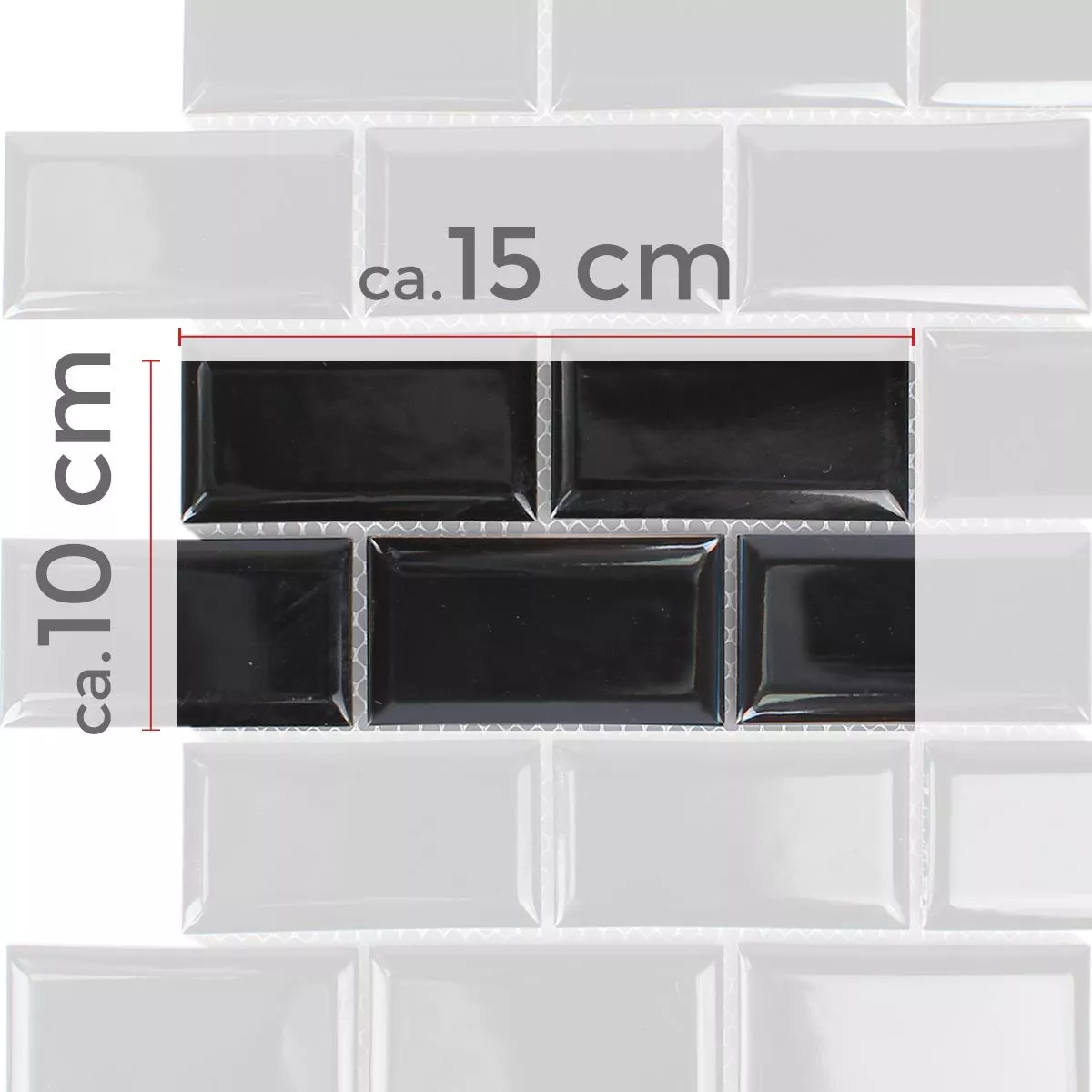 Campione Ceramica Mosaico Devon Metro Facette Nero