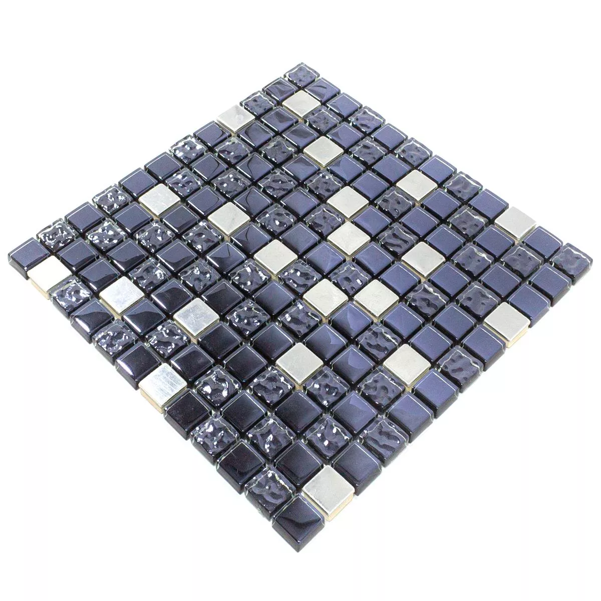 Campione Mosaico Vetro Metallo Blackriver Nero Argento Mix