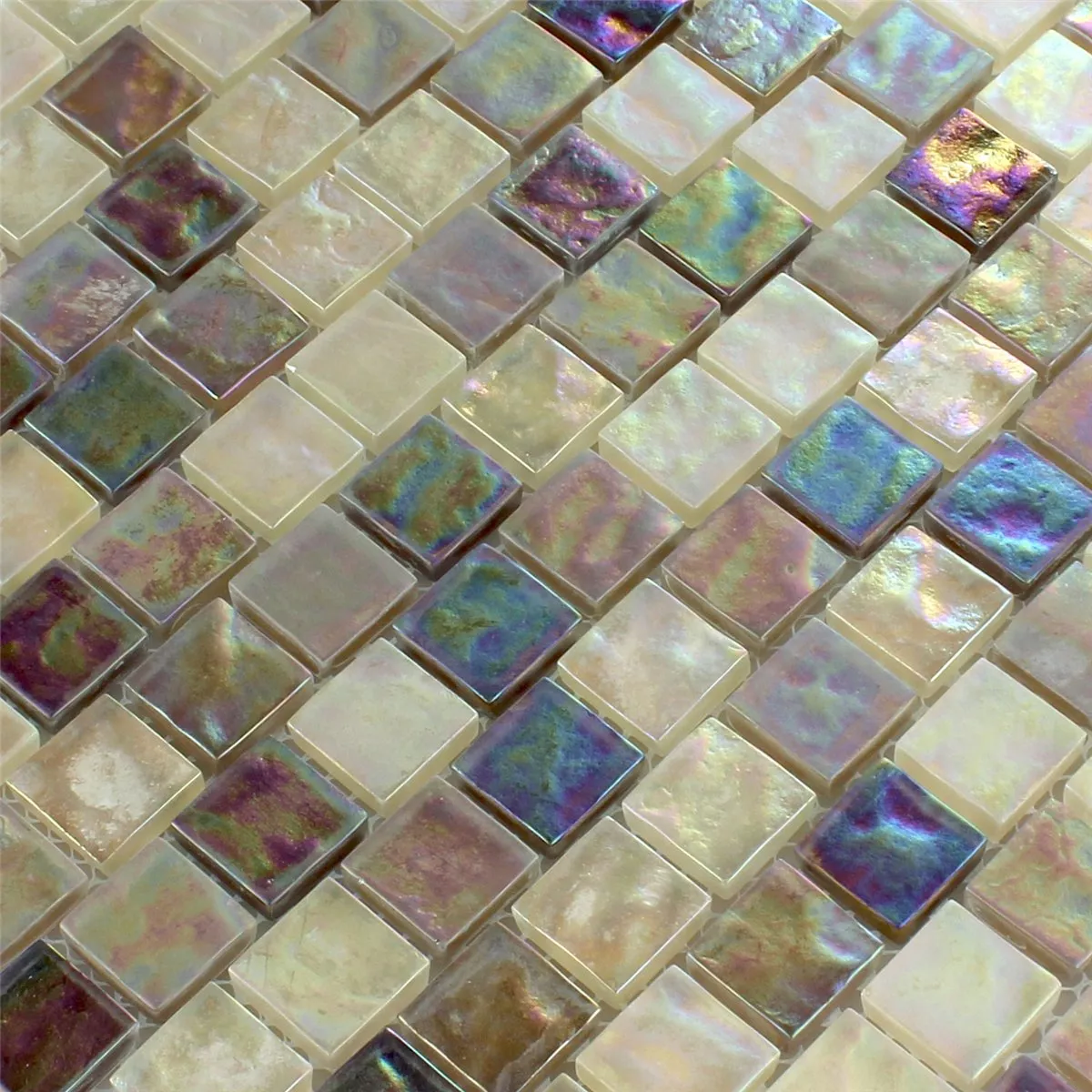 Mosaico Vetro Madreperla Effetto Crema