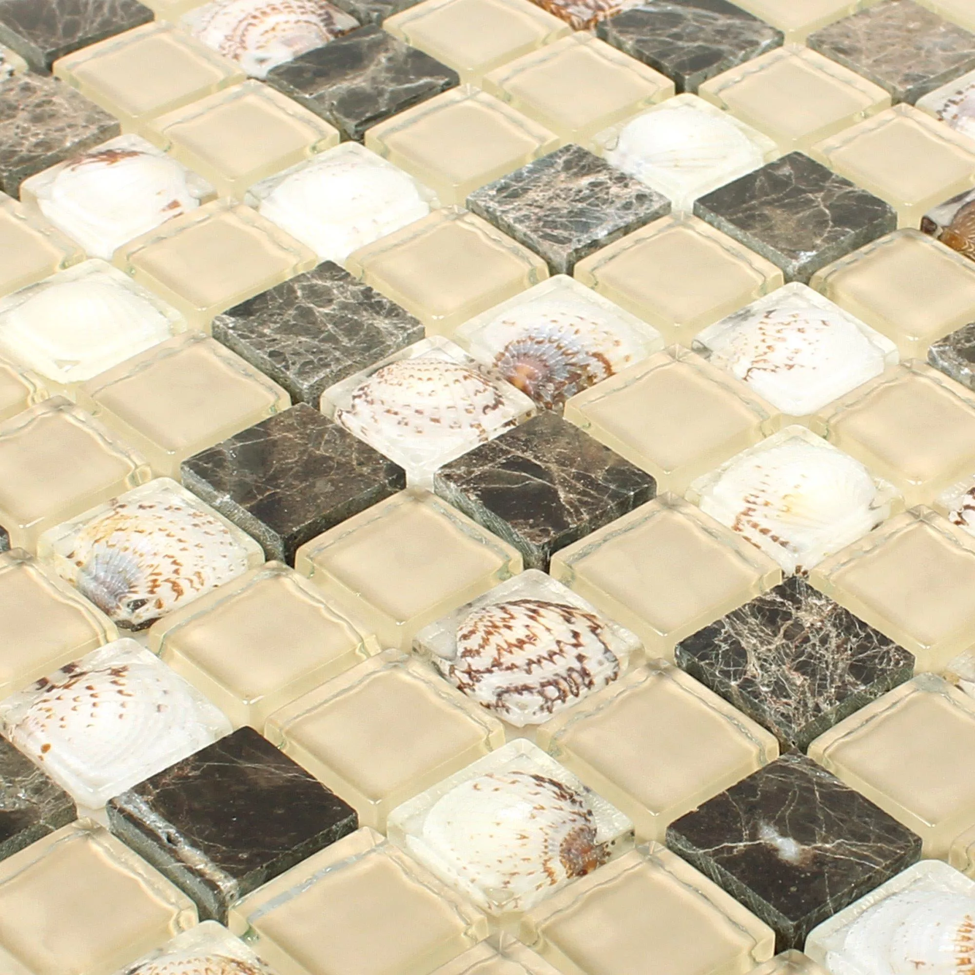 Campione Mosaico Vetro Pietra Naturale Piastrelle Tatvan Marrone Beige