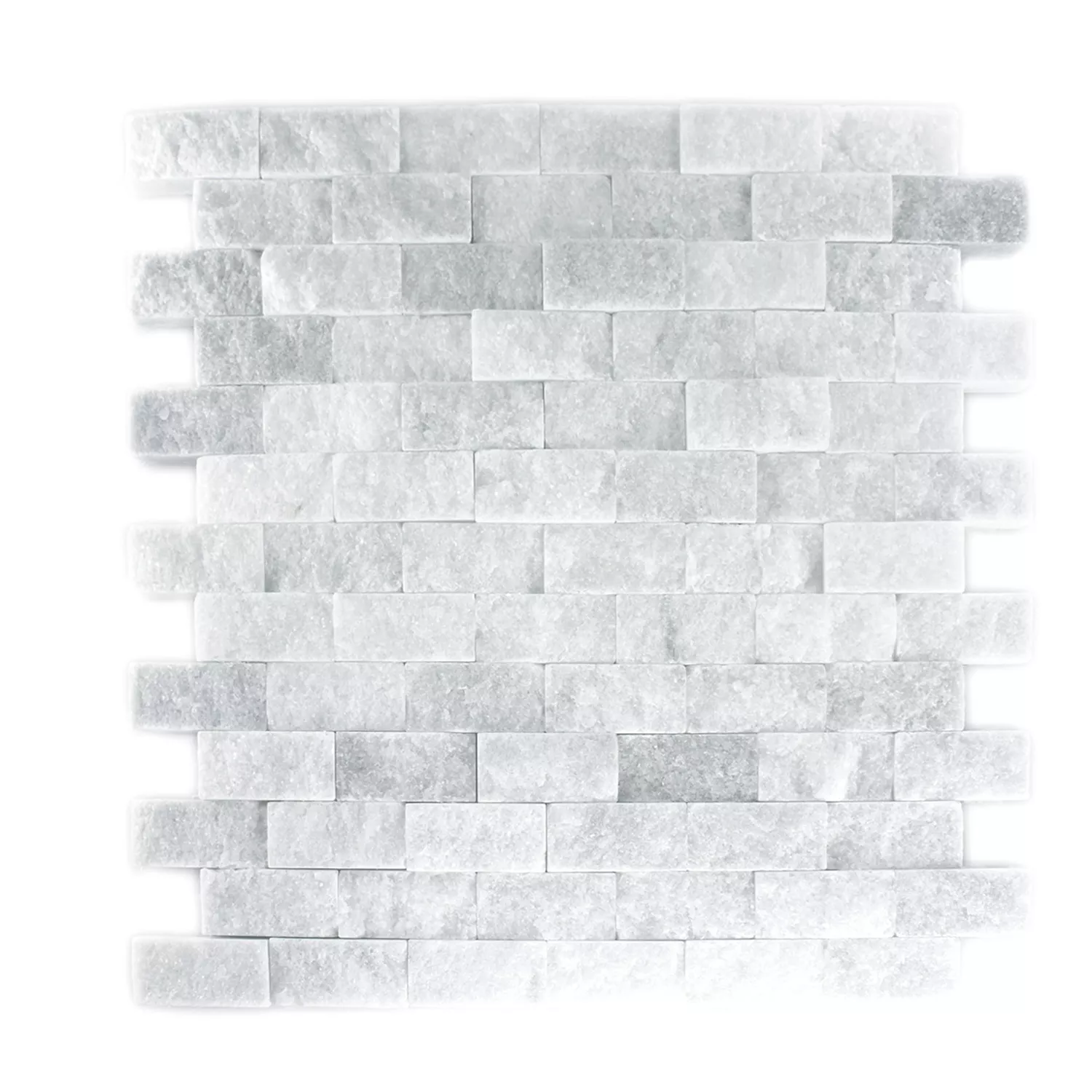 Mosaico Pietra Naturale Marmo Treviso Brick Bianco 3D