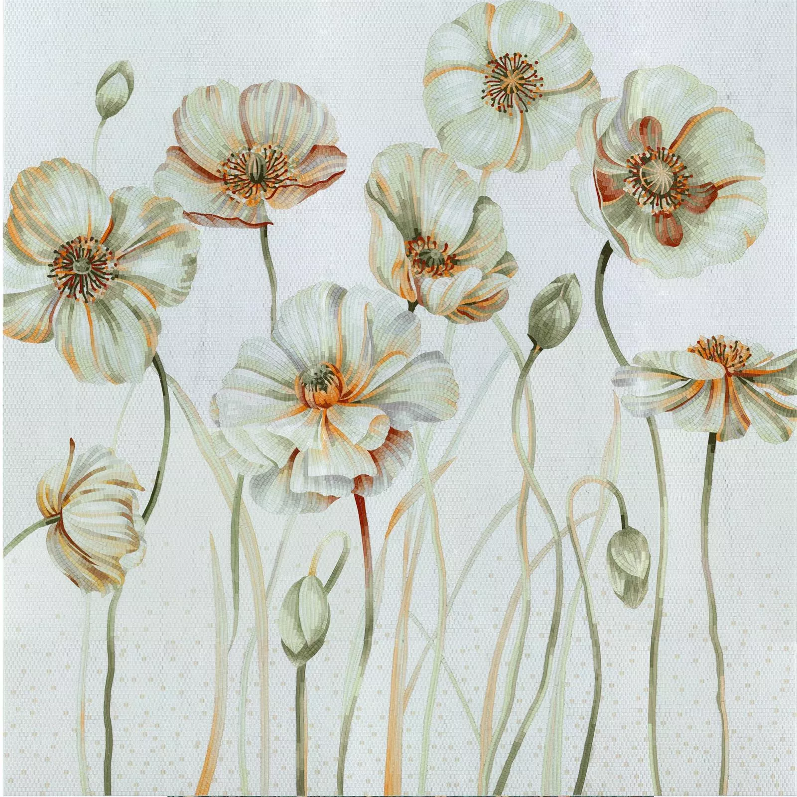 Mosaico Di Vetro Immagine White Poppy 130x240cm Mosaico Di Vetro Immagine White Poppy 130x240cm